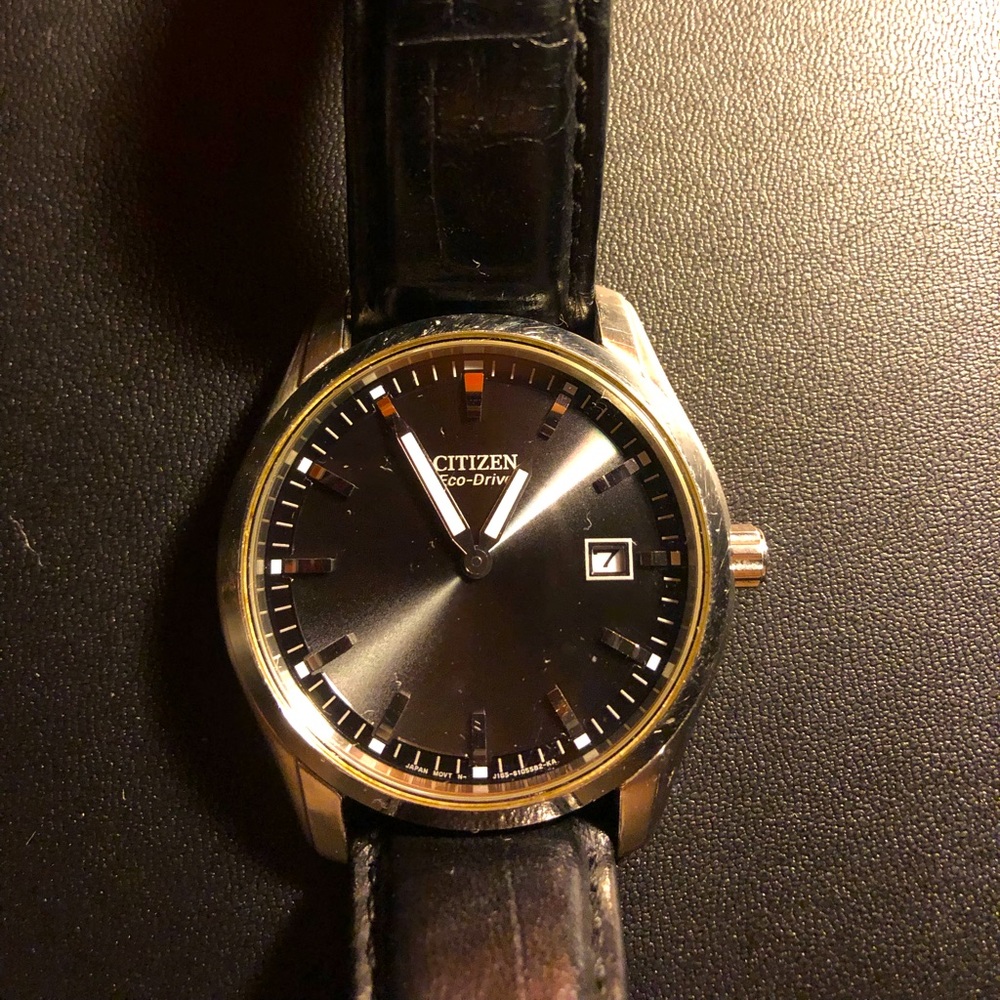 Citizen Eco-Drive 40MM Black Leather Watch